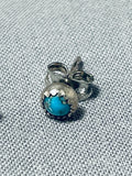 Very Old Vintage Native American Navajo Turquoise Sterling Silver Earrings Old-Nativo Arts