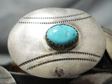 Very Rare Baseball Concho Turquoise Sterling Silver Vintage Native American Navajo Belt-Nativo Arts