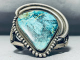 Very Rare Blue Warrior Turquoise Vintage Native American Navajo Sterling Silver Bracelet-Nativo Arts