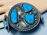Very Rare Early Vintage Native American Navajo Morenci Turquoise Sterling Silver Bracelet-Nativo Arts