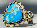 Very Rare Gold Vintage Native American Navajo Morenci Turquoise Sterling Silver Bracelet-Nativo Arts