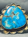 Very Rare Gold Vintage Native American Navajo Morenci Turquoise Sterling Silver Bracelet-Nativo Arts