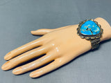 Very Rare Gold Vintage Native American Navajo Morenci Turquoise Sterling Silver Bracelet-Nativo Arts