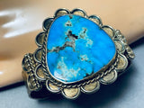 Very Rare Gold Vintage Native American Navajo Morenci Turquoise Sterling Silver Bracelet-Nativo Arts