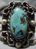 Very Rare Green Basalt Turquoise!! Vintage Native American Navajo Sterling Silver Bracelet-Nativo Arts