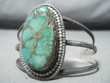 Very Rare Green Turquoise Vintage Native American Navajo Sterling Silver Bracelet Old-Nativo Arts