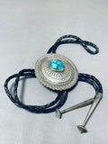 Very Rare Last Chance Mine Turquoise Vintage Native American Navajo Sterling Silver Bolo-Nativo Arts
