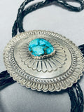 Very Rare Last Chance Mine Turquoise Vintage Native American Navajo Sterling Silver Bolo-Nativo Arts