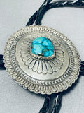 Very Rare Last Chance Mine Turquoise Vintage Native American Navajo Sterling Silver Bolo-Nativo Arts