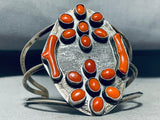 Very Rare Towering Coral Authentic Vintage Native American Navajo Sterling Silver Bracelet-Nativo Arts