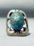 Very Rare Turquoise Vintage Native American Navajo Sterling Silver Ring-Nativo Arts