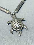 Very Rare Turtle Fetish Vintage Native American Navajo Sterling Silver Necklace-Nativo Arts