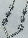Very Rare Turtle Fetish Vintage Native American Navajo Sterling Silver Necklace-Nativo Arts