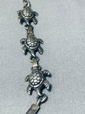 Very Rare Turtle Fetish Vintage Native American Navajo Sterling Silver Necklace-Nativo Arts