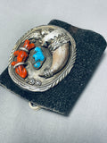 Very Rare Vintage Native American Navajo Authentic Bear Turquoise Sterling Silver Ketoh Bracelet-Nativo Arts