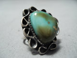 Very Rare Vintage Native American Navajo Damale Turquoise Sterling Silver Ring Old-Nativo Arts