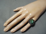 Very Rare Vintage Native American Navajo Damale Turquoise Sterling Silver Ring Old-Nativo Arts