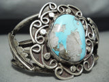 Very Rare Vintage Native American Navajo Gilber Turquoise Sterling Silver Bracelet-Nativo Arts