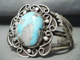 Very Rare Vintage Native American Navajo Gilber Turquoise Sterling Silver Bracelet-Nativo Arts