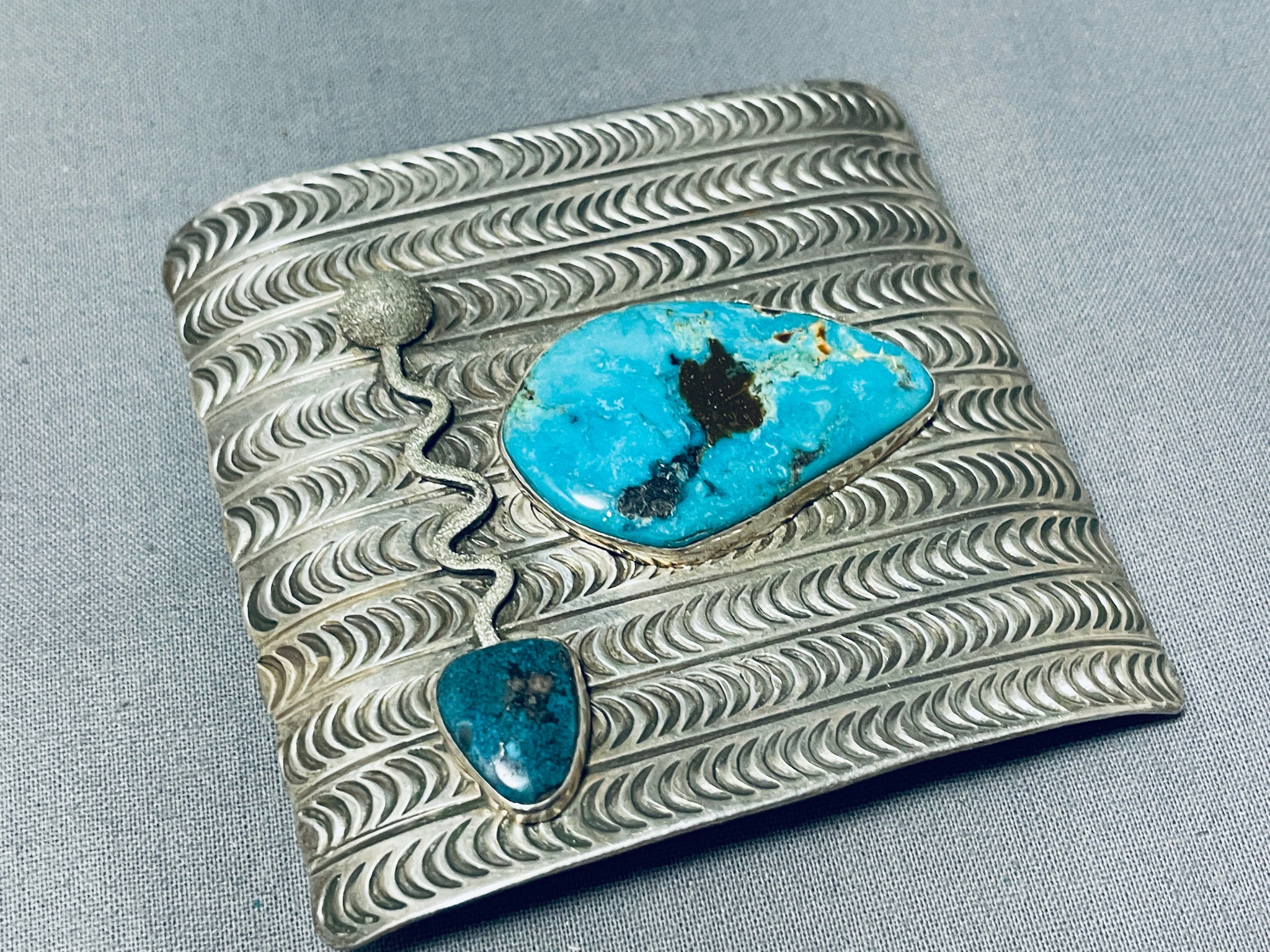 Very Rare Vintage Native American Zuni Lander Blue Turquoise 