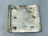 Very Rare Vintage Native American Zuni Lander Blue Turquoise Sterling Silver Buckle-Nativo Arts