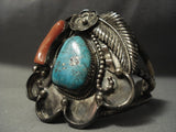 Very Rare Vintage Navajo blue Eagle Turquoise Native American Jewelry Silver Bracelet Old Vtg-Nativo Arts