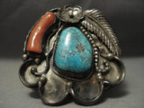 Very Rare Vintage Navajo blue Eagle Turquoise Native American Jewelry Silver Bracelet Old Vtg-Nativo Arts