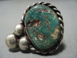 Very Unique Huge Vintage Native American Jewelry Navajo Offset Beads Sterling Silver Turquoise Ring-Nativo Arts