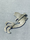 Very Unique Koi Fish Vintage Native American Navajo Turquoise Sterling Silver Pin-Nativo Arts