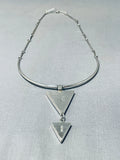Very Unique Native American Navajo Turquoise Coral Sterling Silver Night Necklace-Nativo Arts