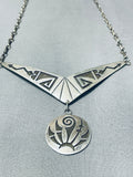 Very Unique Vintage Native American Hopi Sterling Silver Geomtric Necklace-Nativo Arts