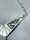Very Unique Vintage Native American Hopi Sterling Silver Geomtric Necklace-Nativo Arts