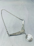 Very Unique Vintage Native American Hopi Sterling Silver Geomtric Necklace-Nativo Arts