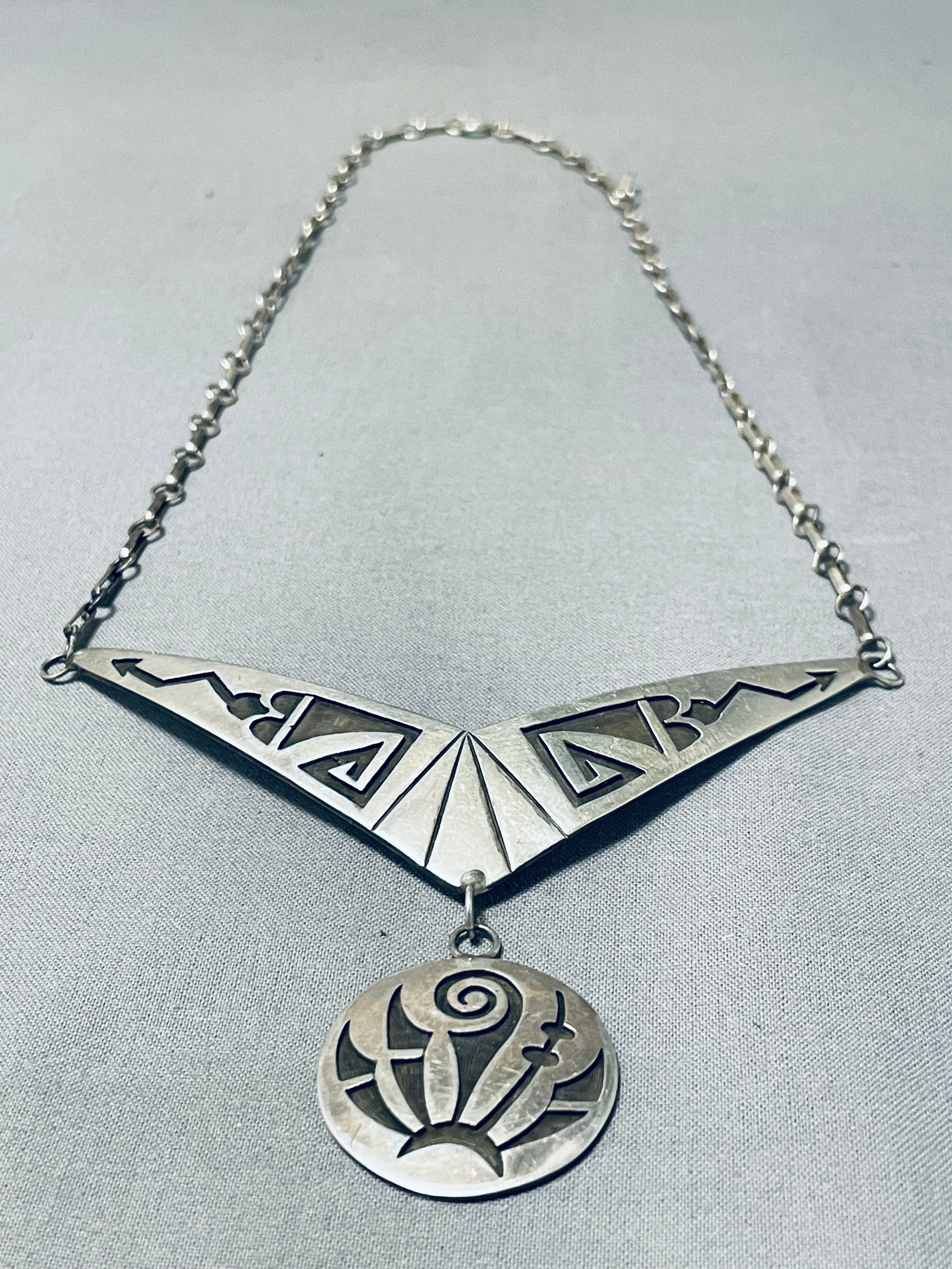 Very Unique Vintage Native American Hopi Sterling Silver Geomtric