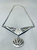 Very Unique Vintage Native American Hopi Sterling Silver Geomtric Necklace-Nativo Arts