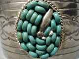 Very Unique Vintage Native American Navajo Raymond D Turquoise Inlay Sterling Silver Bracelet-Nativo Arts