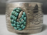 Very Unique Vintage Native American Navajo Raymond D Turquoise Inlay Sterling Silver Bracelet-Nativo Arts
