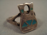 Very Unique Vintage Navajo Turquoise Native American Jewelry Silver Pot Ring Old-Nativo Arts