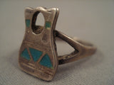 Very Unique Vintage Navajo Turquoise Native American Jewelry Silver Pot Ring Old-Nativo Arts