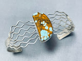 Very Unique Zig Zag Cuff Native American Navajo #8 Turquoise Sterling Silver Bracelet-Nativo Arts