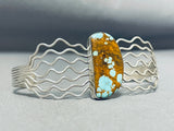Very Unique Zig Zag Cuff Native American Navajo #8 Turquoise Sterling Silver Bracelet-Nativo Arts