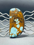 Very Unique Zig Zag Cuff Native American Navajo #8 Turquoise Sterling Silver Bracelet-Nativo Arts