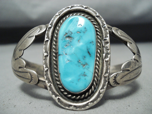 Vibrant Vintage Native American Navajo Morenci Turquoise Sterling Silver Bracelet-Nativo Arts