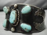 Vintage Native American Navajo Sky Blue Turquoise Sterling Silver Natural Bracelet Old-Nativo Arts