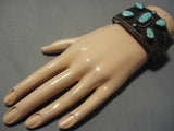 Vintage Native American Navajo Sky Blue Turquoise Sterling Silver Natural Bracelet Old-Nativo Arts