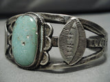 Vintage Navajo Bracelet- Green Turquoise Native American Sterling Silver-Nativo Arts