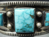 Vivid Nez Vintage Native American Navajo Carico Lake Turquoise Sterling Silver Bracelet-Nativo Arts