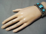 Vivid Nez Vintage Native American Navajo Carico Lake Turquoise Sterling Silver Bracelet-Nativo Arts