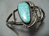 Vivid Vintage Native American Navajo Carico Lake Turquoise Sterling Silver Bracelet-Nativo Arts