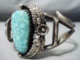 Vivid Vintage Native American Navajo Carico Lake Turquoise Sterling Silver Bracelet-Nativo Arts